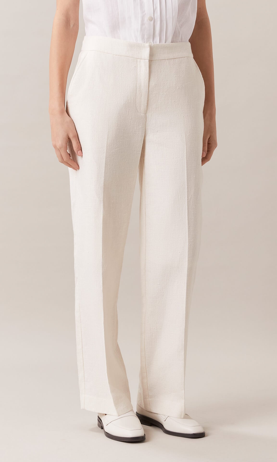 ZARA WOMEN NEW WIDE LEG PANTS WITH DARTS High-waisted OYSTER WHITE 3069/566  | eBay